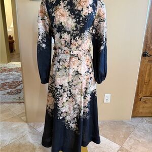 Zimmermann Floral Long Sleeve Linen Dress